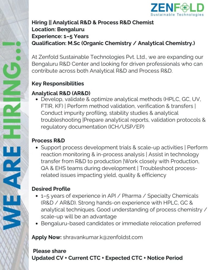 Zenfold Sustainable Hiring for Analytical & Process R&D Chemists