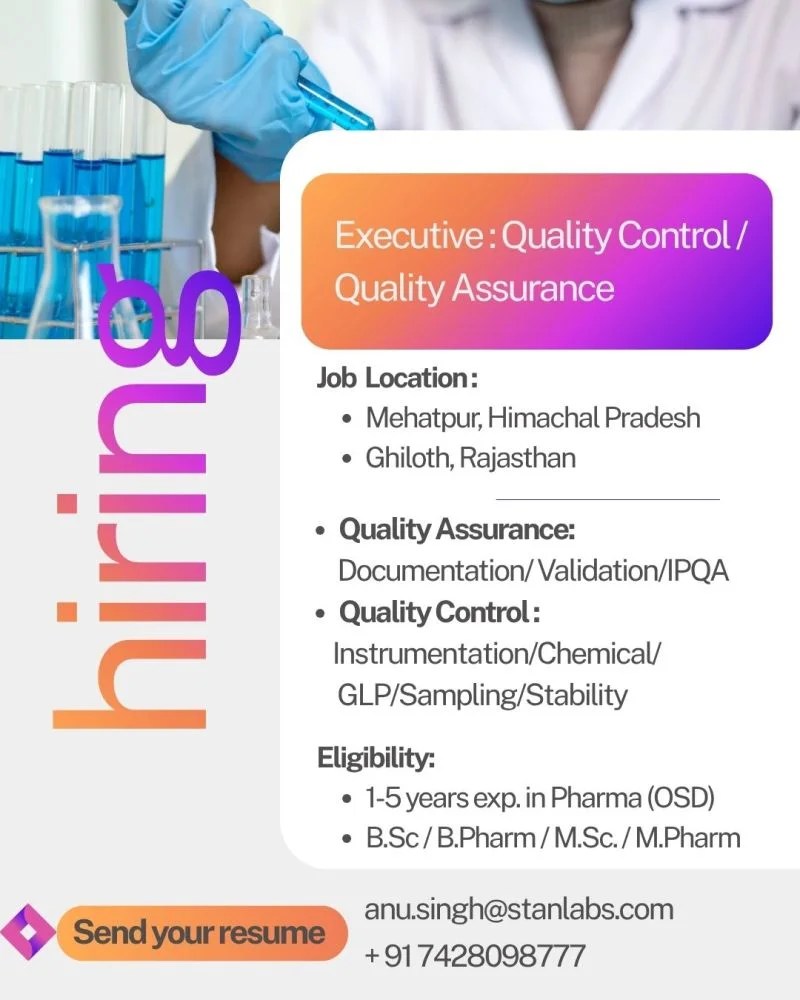Stanford Laboratories is Hiring for Quality Control and Quality Assurance Job