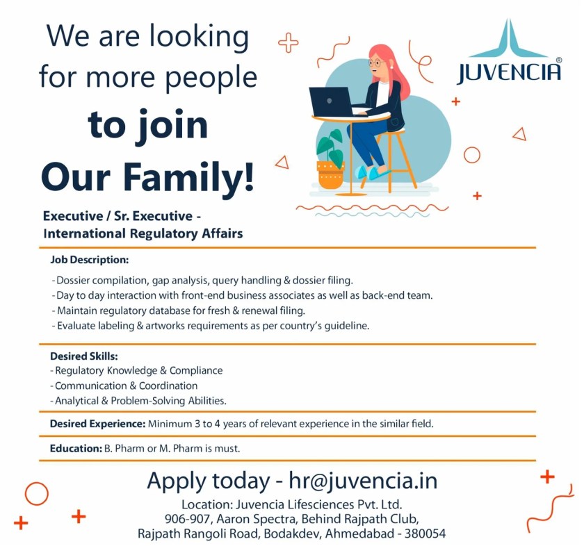 Juvencia Lifesciences is Hiring for Regulatory Affairs Executive Job