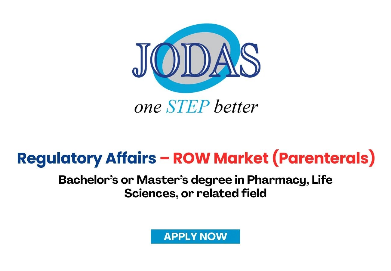 Jodas Expoim is Hiring for Regulatory Affairs &ndash; ROW Market (Parenterals)
