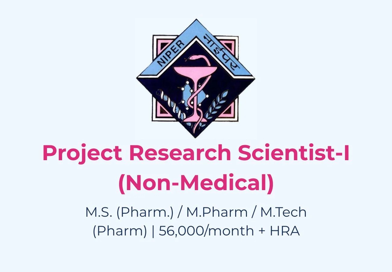NIPER Mohali Hiring Project Research Scientist-I (ICMR Project)
