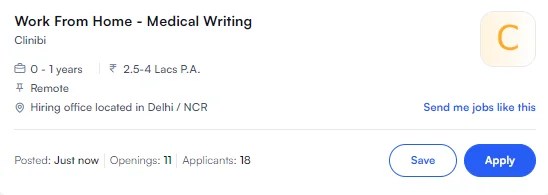 Medical Writing | Remote | Freshers | Clinibi