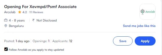 Arcolab hiring Pharmacovigilance Associate | PharmaBharat