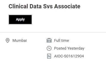 Accenture Clinical Data Associate Job &ndash; Mumbai