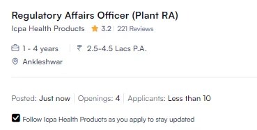 Regulatory Affairs Officer Job at Icpa Health Products &ndash; Apply Now