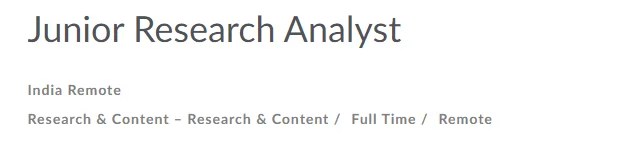 H1 Hiring Junior Research Analyst (Remote India) | Freshers