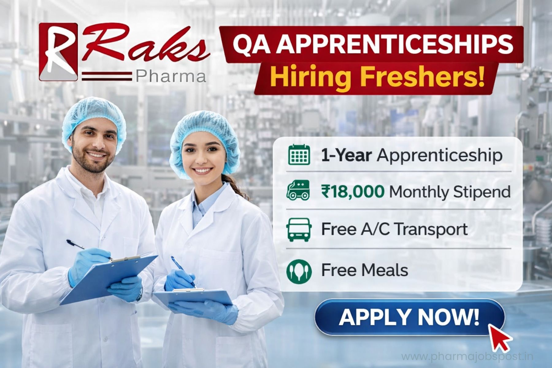 Raks Pharma QA Apprentice Hiring 2026 | IPQA Jobs for Freshers in Gujarat | PHARMA JOBS POST