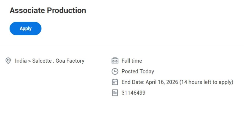 Abbott Laboratories is Hiring FRESHERS for Associate Production job
