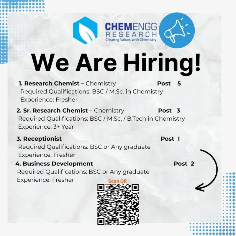 ChemEngg Research is Hiring Freshers & Experienced for Research Chemist, Sr. Chemist & more