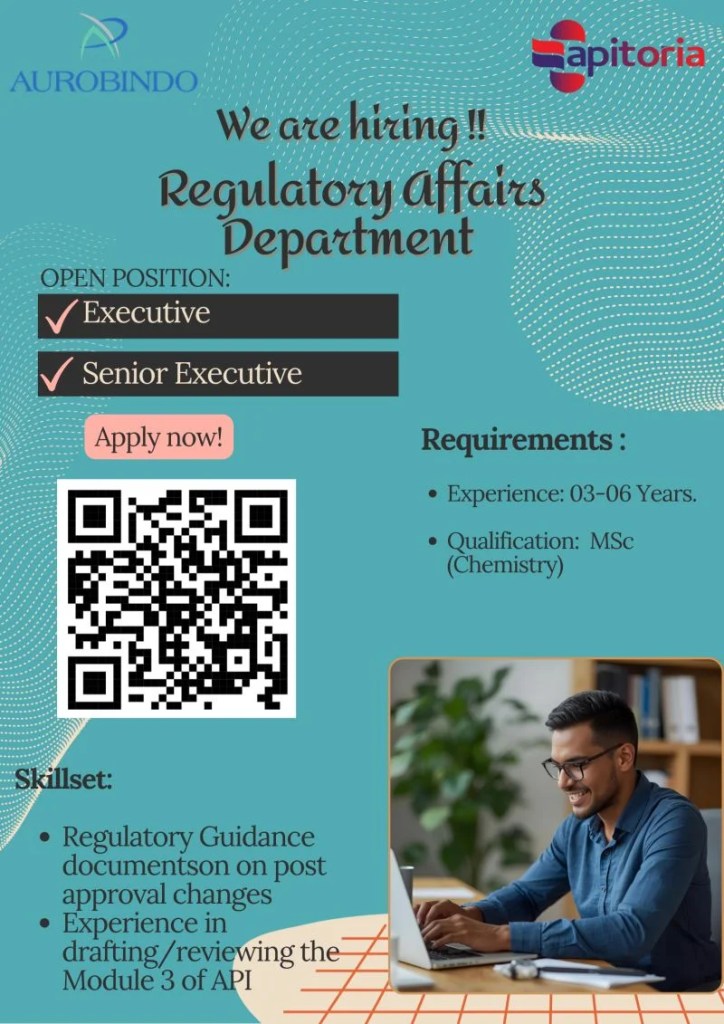 Aurobindo is Hiring for Regulatory Affairs Department