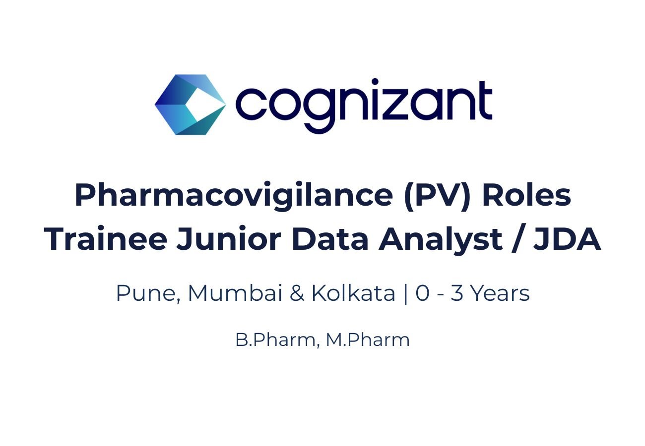 Cognizant Hiring for Trainee Junior Data Analyst | Pharmacovigilance