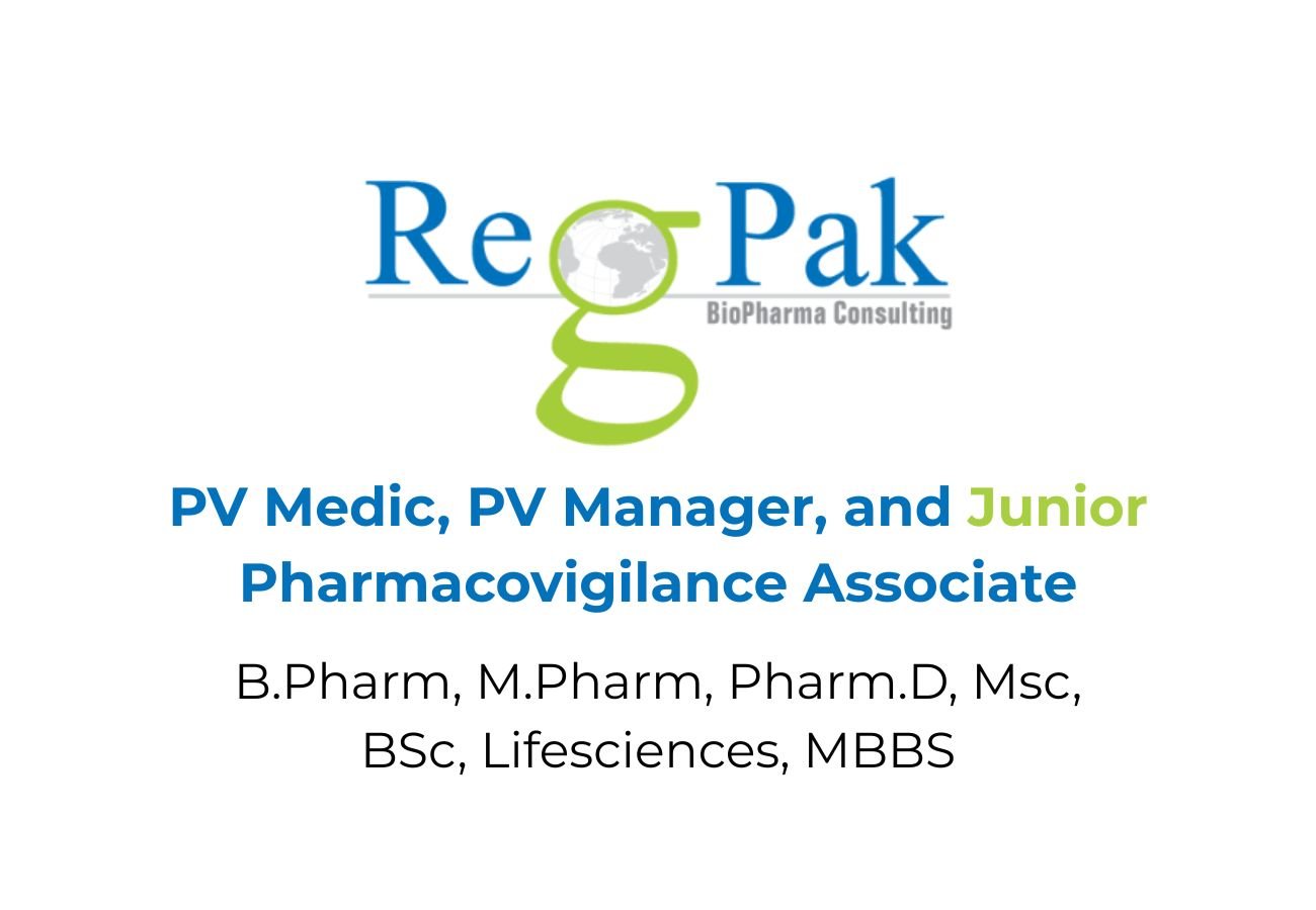 PV Jobs in Pune RegPak BioPharma | Freshers & Manager Roles