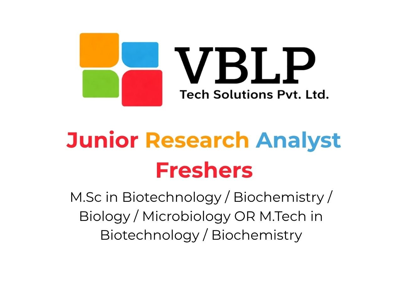 Junior Research Analyst Job for Freshers | VBLP Tech Solutions