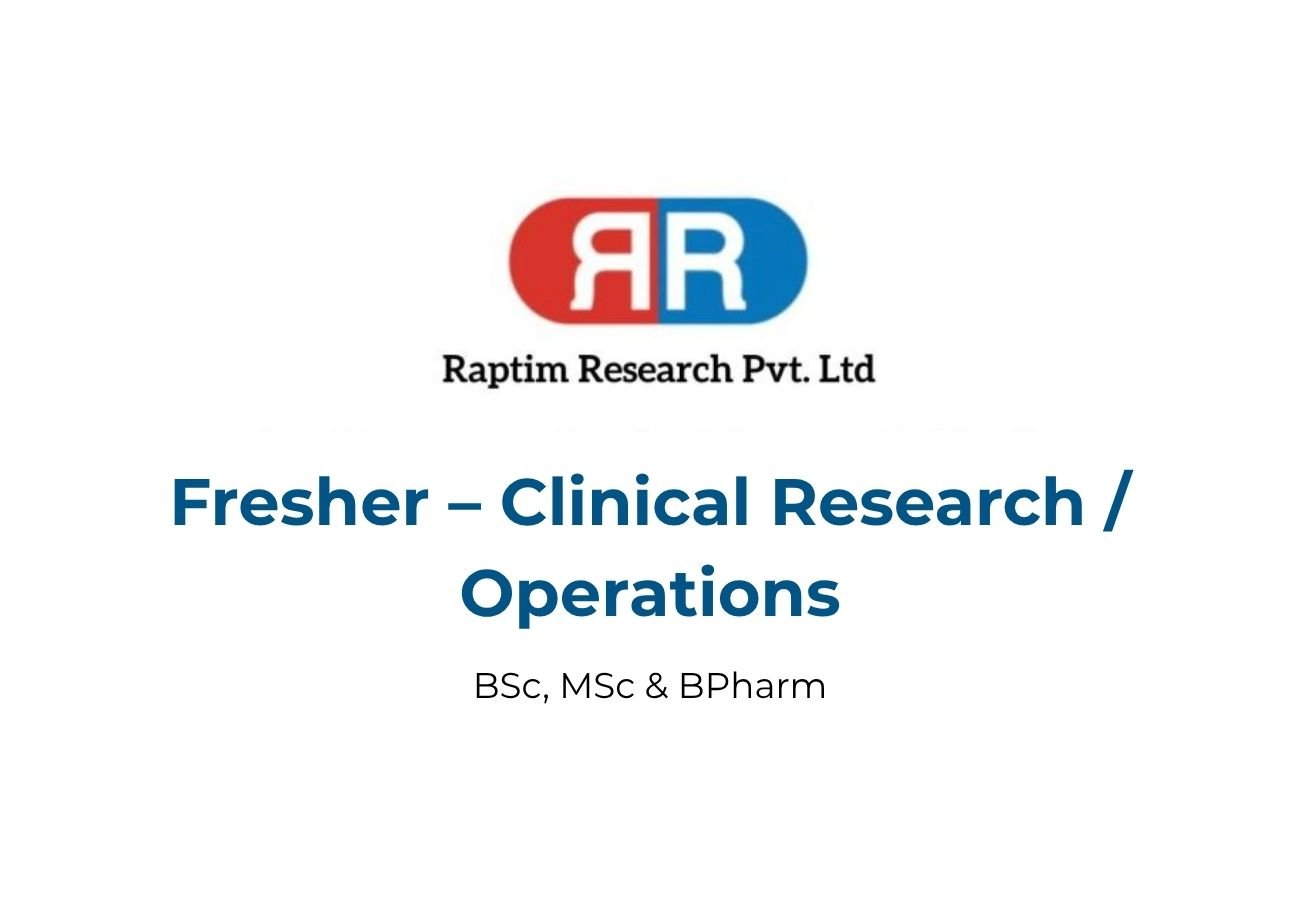 Raptim Research Hiring BSc, MSc, BPharm Freshers Mumbai