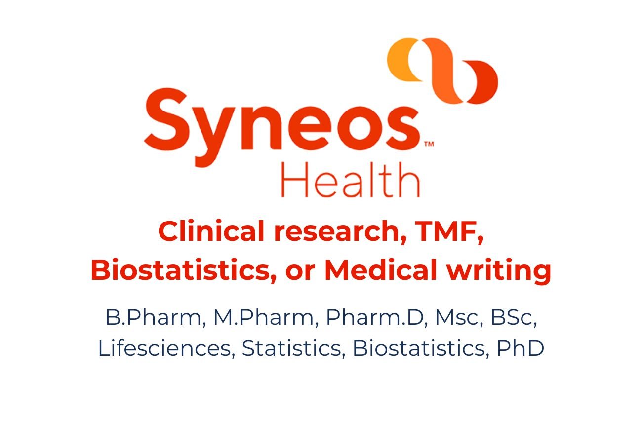 Syneos Health Hiring: TMF, Biostat, Medical Writing & Clinical Support