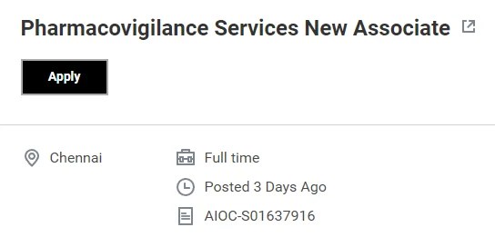 Accenture Hiring Pharmacovigilance New Associate | Freshers