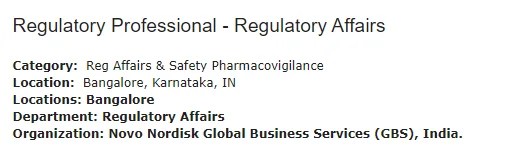 Regulatory Affairs & PV Job at Novo Nordisk Bangalore
