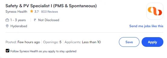 Syneos Health Hiring for Pharmacovigilance (PMS & Spontaneous, Literature case & Review)