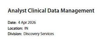 Syngene Hiring Clinical Data Management Analyst