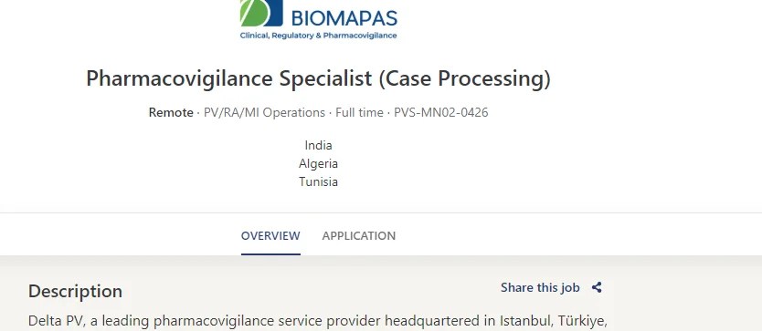Pharmacovigilance Specialist (Remote) &ndash; Case Processing | Biomapas | 0 - 2 Years