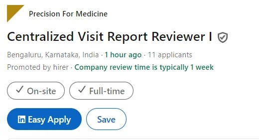 Clinical Visit Report Reviewer Job in Precision For Medicine