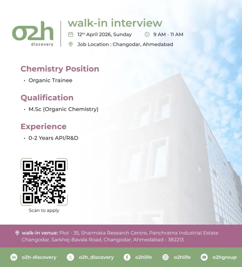 o2h Discovery is Hiring Freshers for Organic Chemistry Trainee