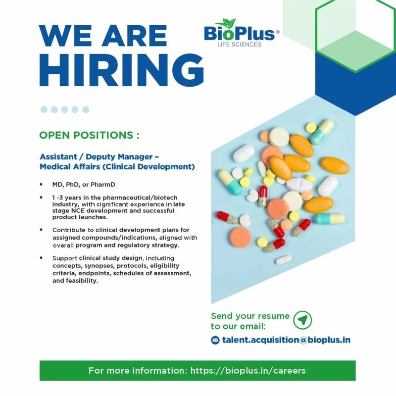 Bioplus Life Sciences is Hiring for Medical Affairs (Clinical Development)