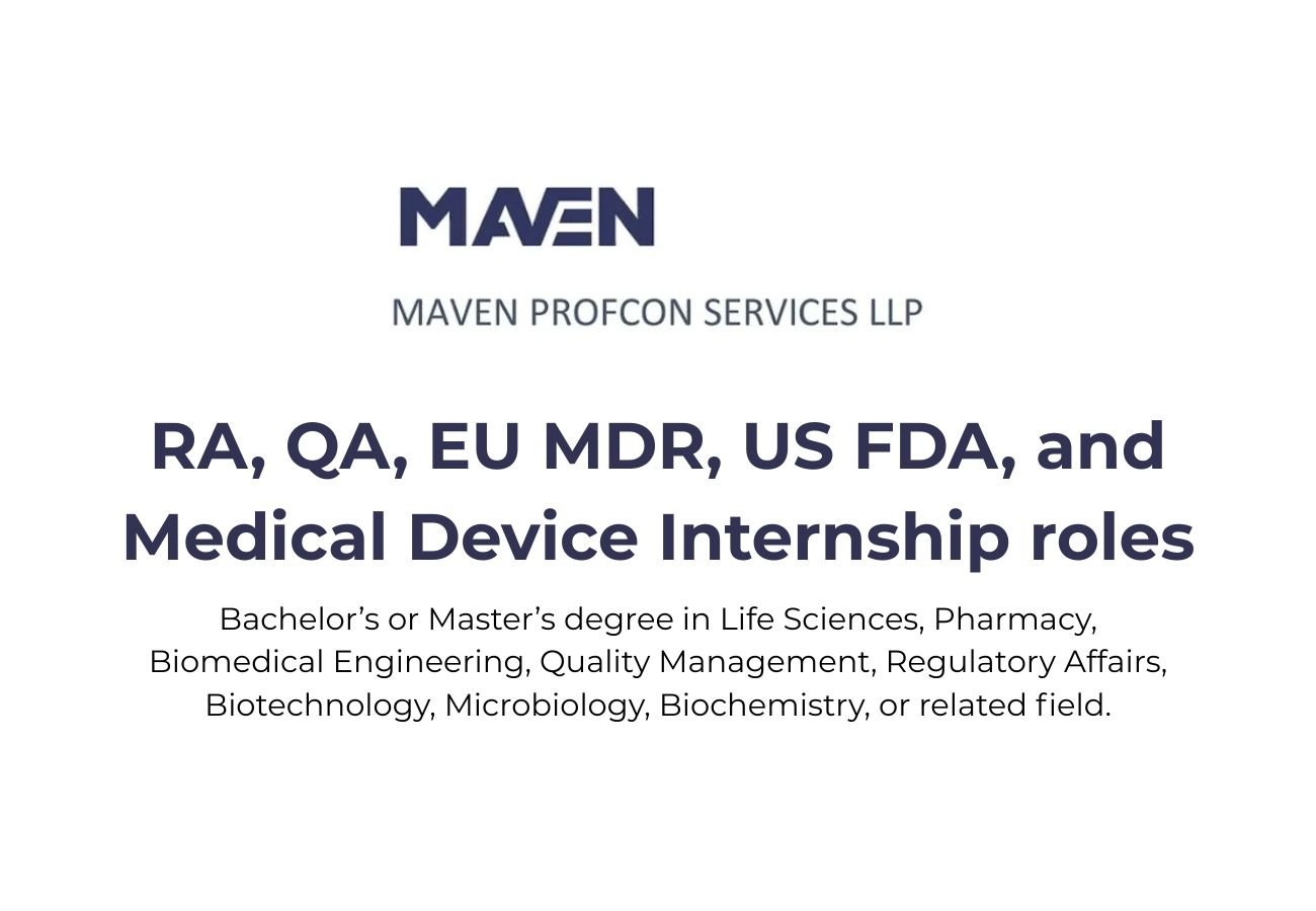 Maven Hiring for RA, QA & FDA Roles