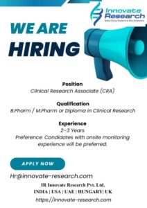 Clinical Research Associate (CRA) Vacancy at Innovate Research