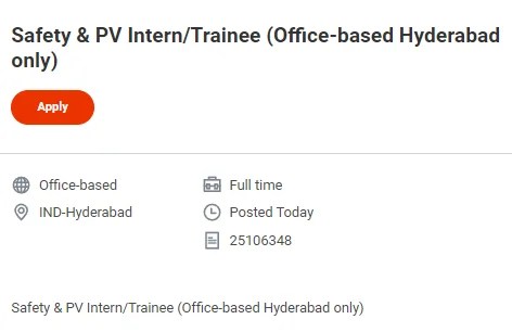 Syneos Health Hiring Freshers in Pharmacovigilance as Safety & PV Intern/Trainee