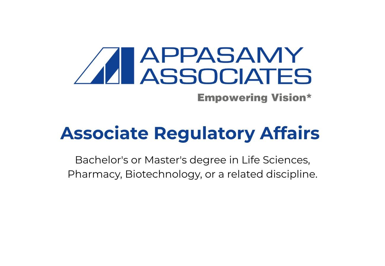 Appasamy Associates Hiring for Regulatory Affairs