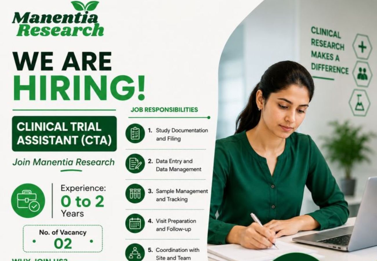 Clinical Trial Assistant Jobs in Manentia Research | Freshers