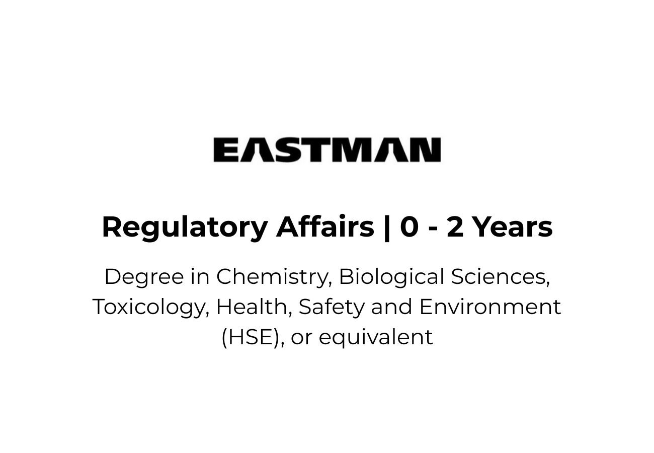 Eastman Hiring Regulatory Affairs | Freshers