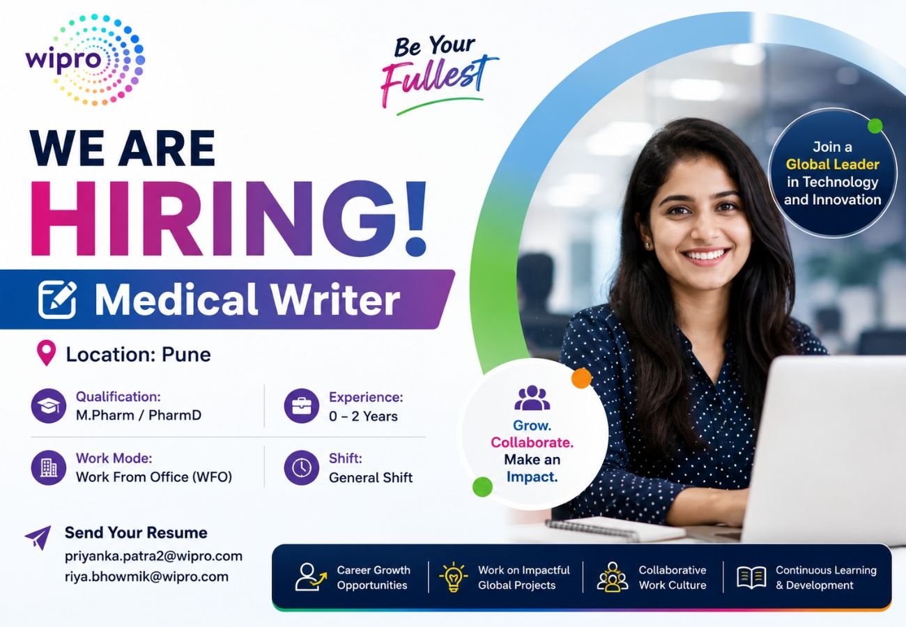 Wipro Hiring Medical Writers in Pune | M.Pharm & PharmD Freshers