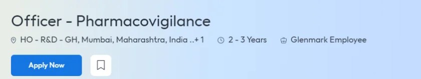 Glenmark Hiring Officer Pharmacovigilance in Mumbai