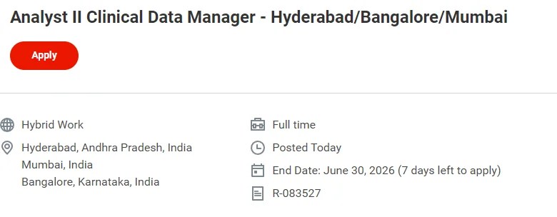 Johnson & Johnson Hiring For Clinical Data Management | Hyderabad, Mumbai, Bangalore