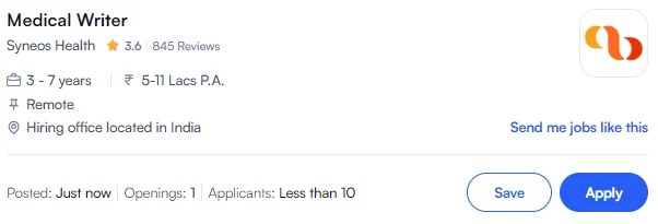 Syneos Health hiring for Medical Writers (Remote)