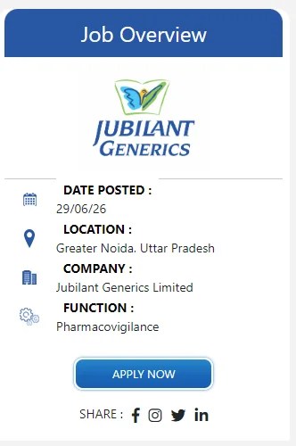 Executive Pharmacovigilance at Jubilant Pharma | Apply Online