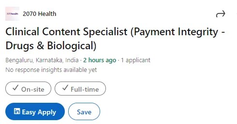 Clinical Content Specialist CoverSelf Hiring Freshers