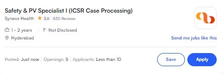 Syneos Health Hiring for ICSR Case Processing (Pharmacovigilance)