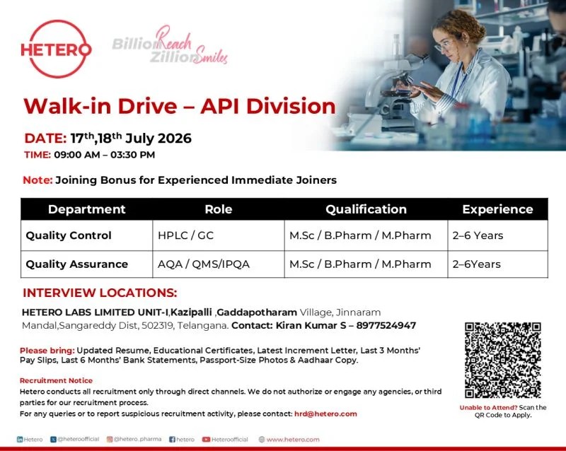 Hetero Labs is Hiring for Quality Control & Quality Assurance