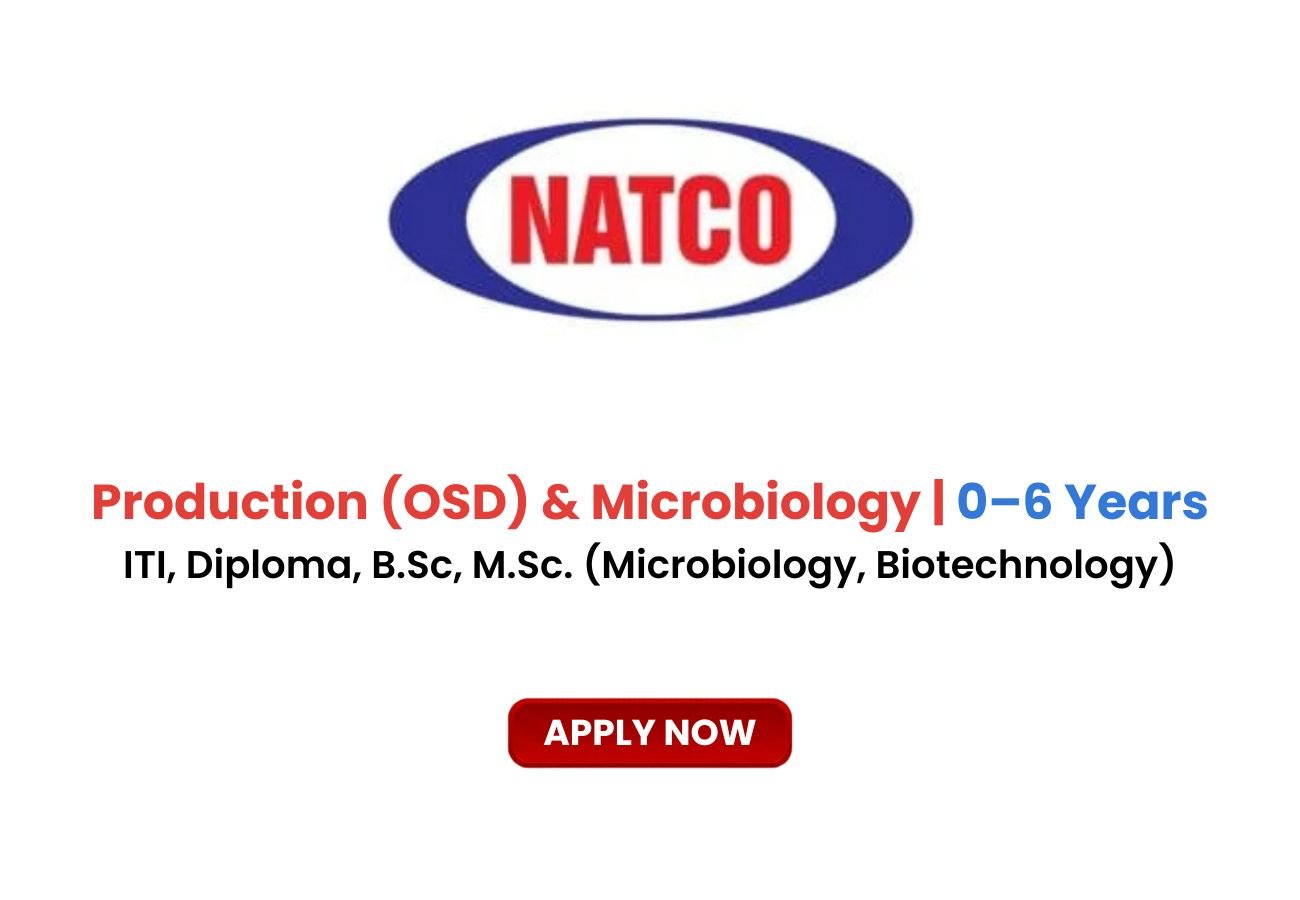 NATCO Pharma is Hiring Fresher & Experienced for Production (OSD) & Microbiology