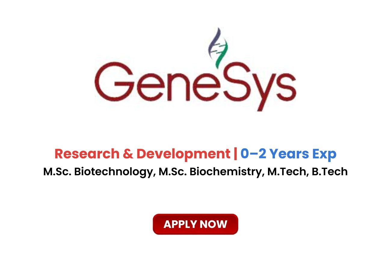 Genesys Biologics is Hiring FRESHERS for Research & Development