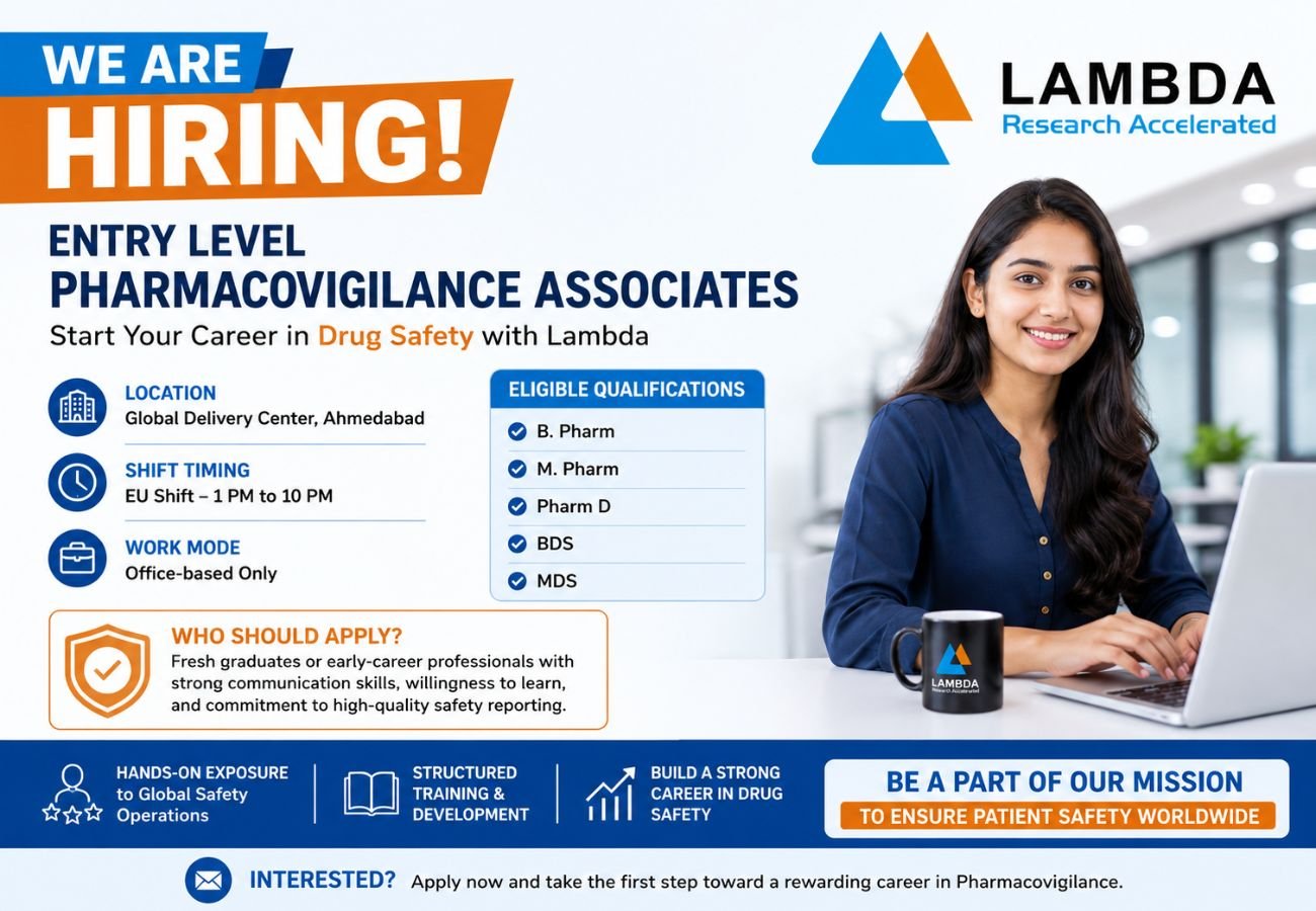Entry Level Pharmacovigilance Associate Jobs in LAMBDA