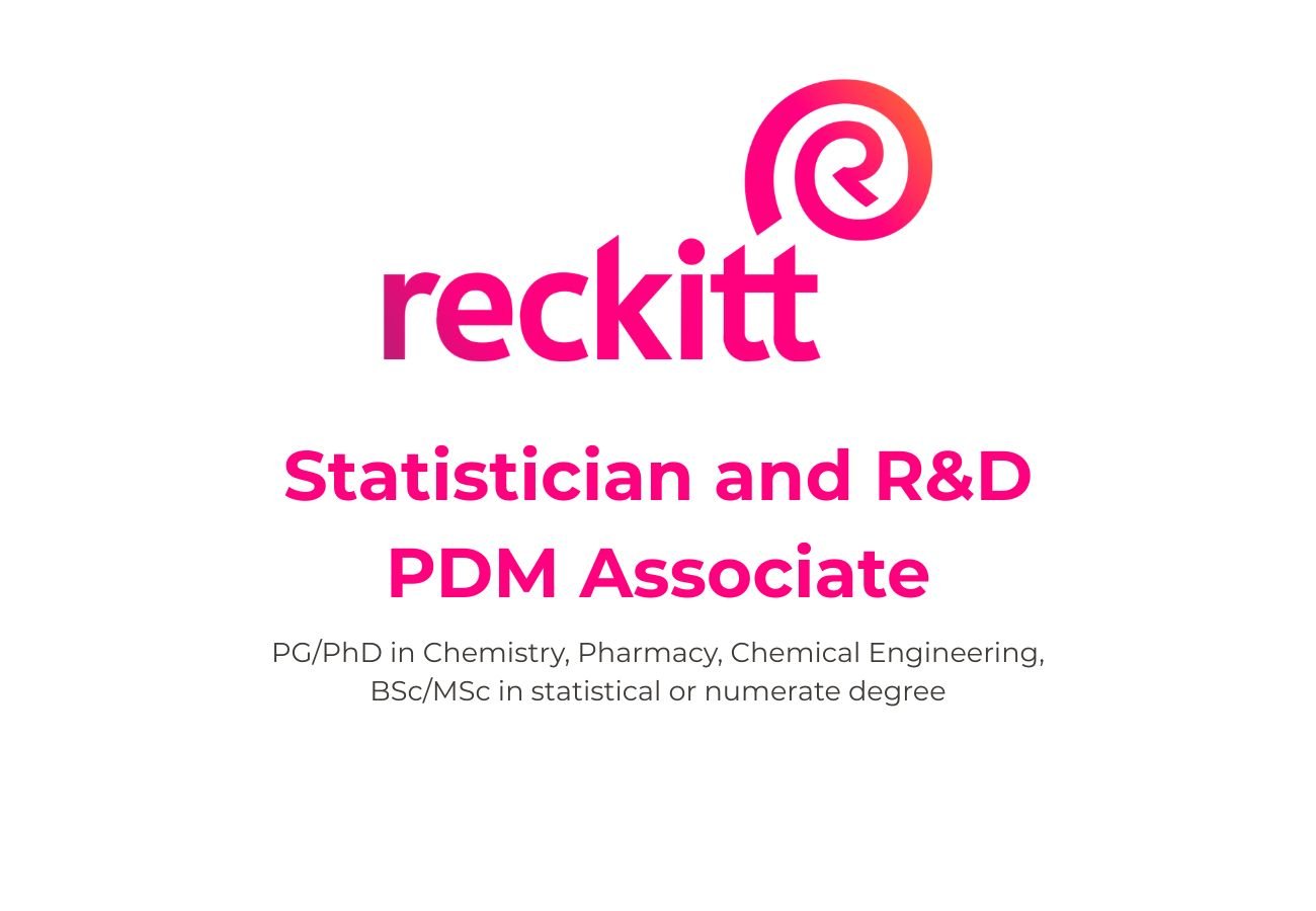 Reckitt Hiring for Statistician and R&D PDM Associate Roles