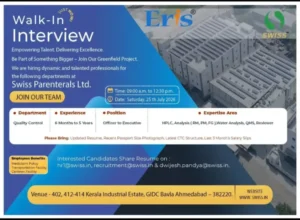 Eris Lifesciences is Hiring for Quality Control Officer to Executive