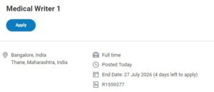 IQVIA Medical Writer 1 | Bangalore & Thane