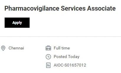Accenture Pharmacovigilance Services Associate | Chennai