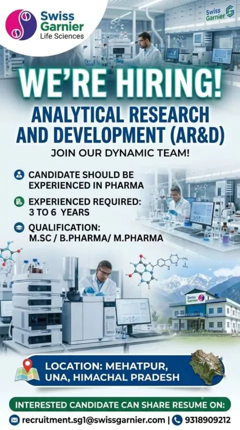 Swiss Garnier Life Sciences is Hiring for Analytical Research & Development (AR&D)