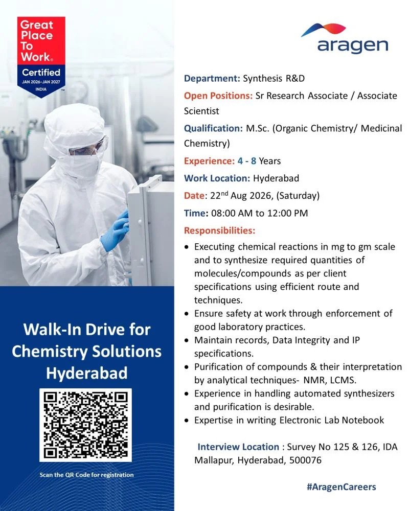 Aragen Life Sciences is Hiring for Sr Research Associate / Associate Scientist
